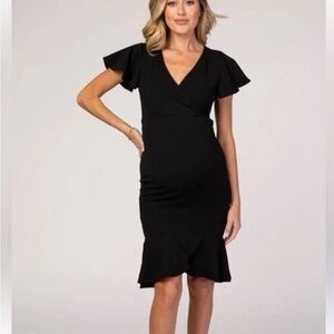 Pink Blush Black Knee Length Formal Maternity Dress Size Small